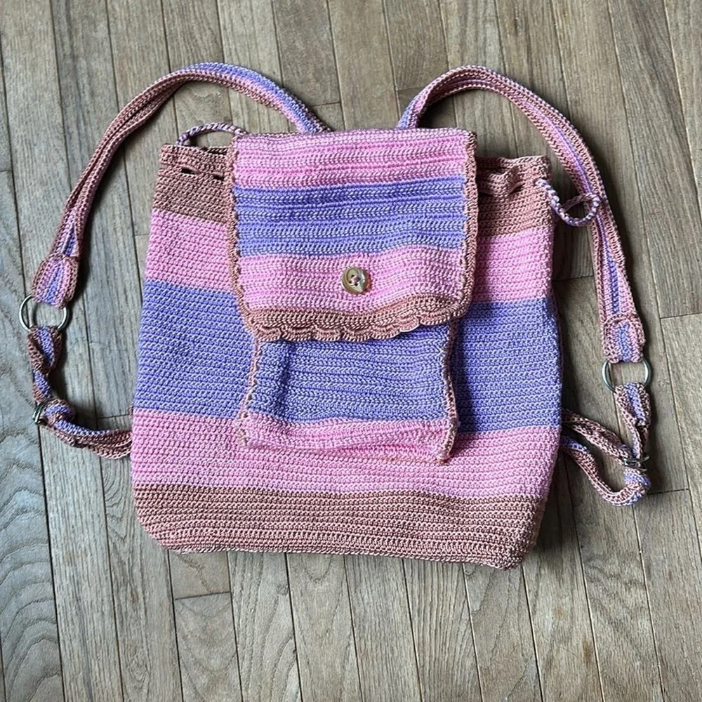 Crochet Pink and‎ Purple backpack